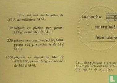 Frankreich 50 Franc 1974 (Piedfort - Silber) - Bild 3