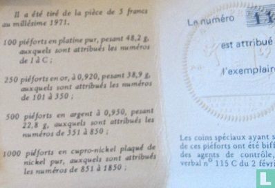 Frankrijk 5 francs 1971 (Piedfort - nikkel) - Afbeelding 3