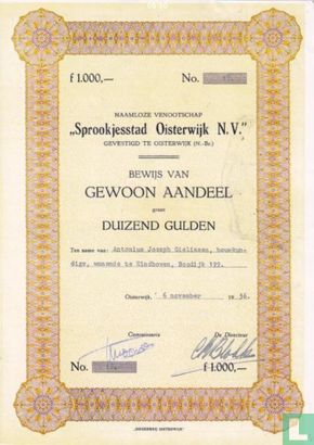 Naamloze venootschap Sprookjesstad Oisterwijk N.V. certificaat - Afbeelding 1