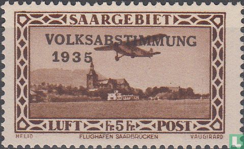 Luchtpost met opdruk "VOLKSABSTIMMUNG 1935" - Afbeelding 1