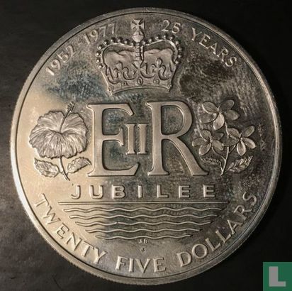 Cook-Inseln 25 Dollar 1977 "25th anniversary Accession of Queen Elizabeth II" - Bild 2
