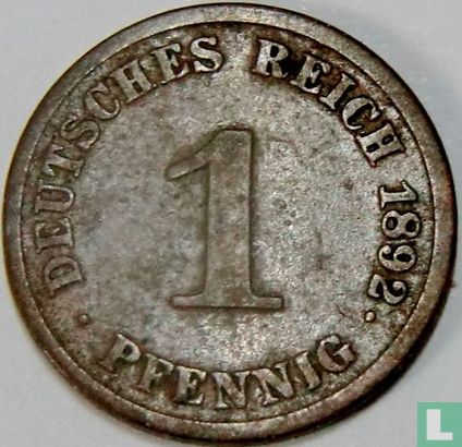 Duitse Rijk 1 pfennig 1892 (J) - Afbeelding 1