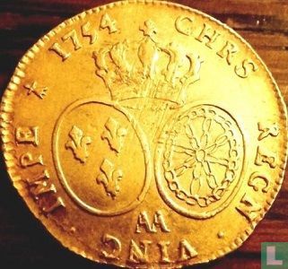Frankrijk 2 louis d'or 1754 (AA) - Afbeelding 1