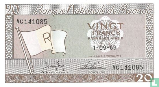 Rwanda 20 Francs 1969 - Afbeelding 1