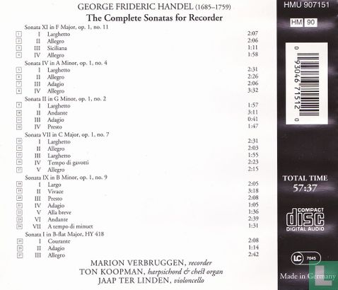 Händel    Sonatas for Recorder - Image 2