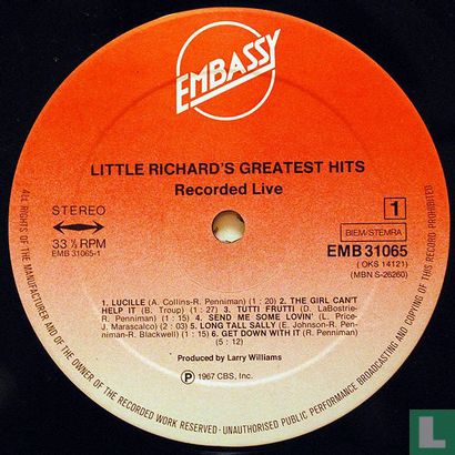 Little Richard's Greatest Hits Recorded Live - Bild 3