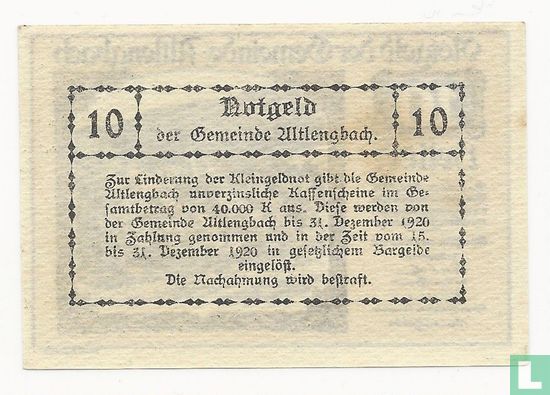 Altlengbach 10 Heller 1920 - Afbeelding 2
