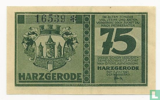 Harzgerode 75 Pfennig  - Afbeelding 1
