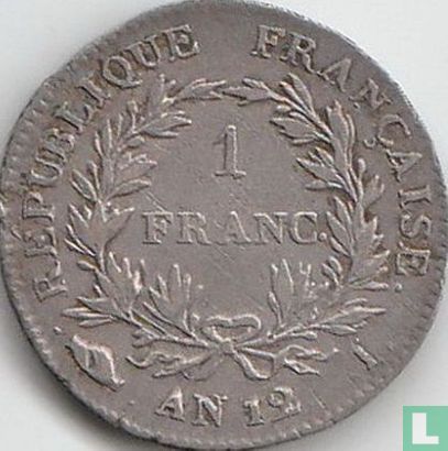 Frankrijk 1 franc AN 12 (I - BONAPARTE PREMIER CONSUL) - Afbeelding 1