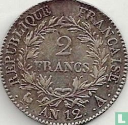 Frankrijk 2 francs AN 12 (A - BONAPARTE PREMIER CONSUL) - Afbeelding 1