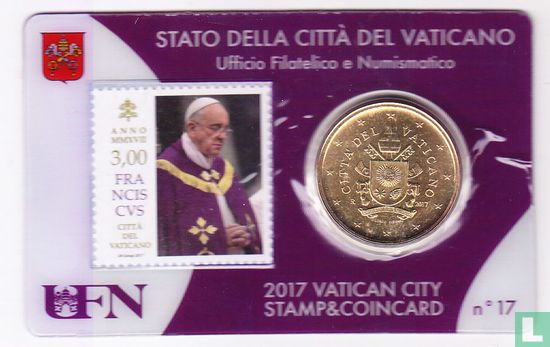 Vatican 50 cent 2017 (stamp & coincard n°17) - Image 1