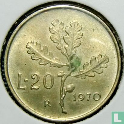Italië 20 lire 1970 - Afbeelding 1
