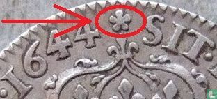 France ¼ ecu 1644 (A - crowned escutcheon - rose) - Image 3
