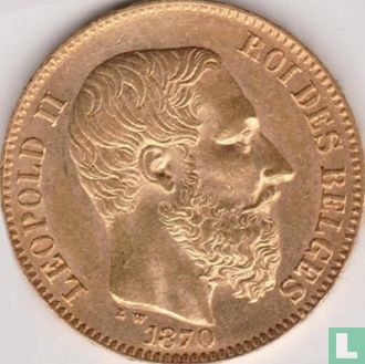 Belgium 20 francs 1870 (thick beard) - Image 1