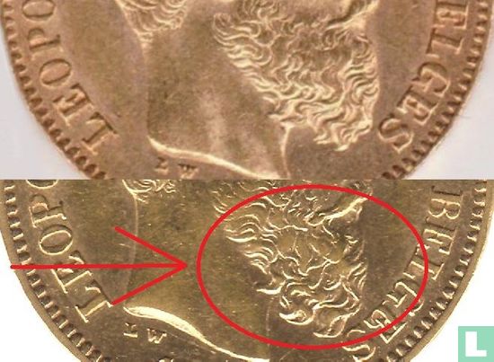 België 20 francs 1870 (dunne baard) - Afbeelding 3