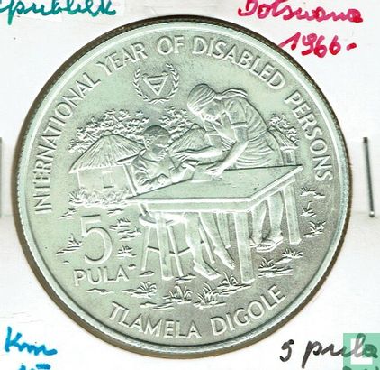 Botswana 5 pula 1981 "International year of disabled persons" - Afbeelding 2