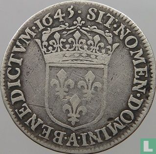 France ¼ écu 1645 (A - point) - Image 1