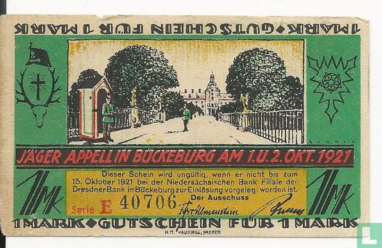 Bückeburg 1 Mark 1921 - Afbeelding 1