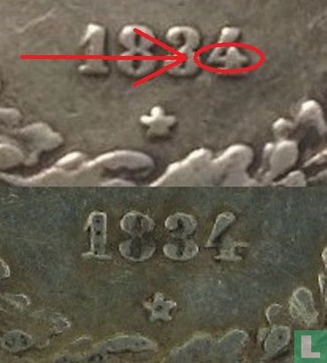 België ½ franc 1834 (gewone horizontale streep van 4) - Afbeelding 3