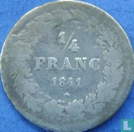 België ¼ franc 1841 - Afbeelding 1