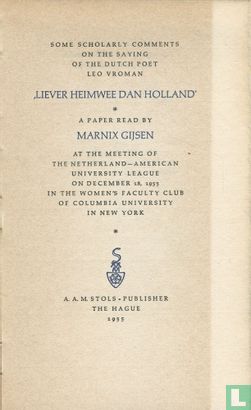 "Liever Heimwee dan Holland" - Afbeelding 3