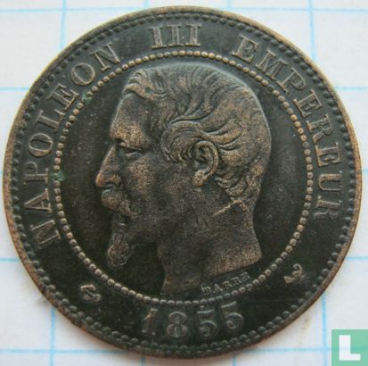 France 2 centimes 1855 (W - ancre) - Image 1