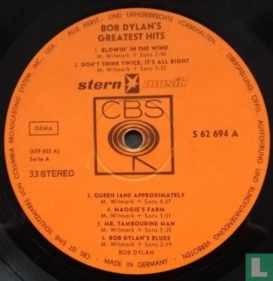 Bob Dylan's Greatest Hits  - Afbeelding 3