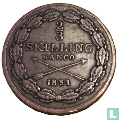 Sweden 2/3 skilling banco 1851 - Image 1