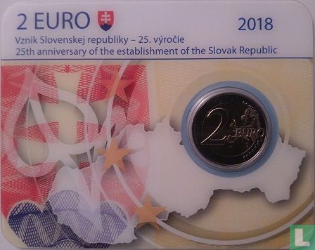 Slowakije 2 euro 2018 (coincard) "25 years of the Slovak Republic" - Afbeelding 1