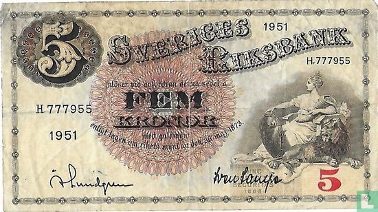 Zweden 5 Kronor 1951 - Afbeelding 1
