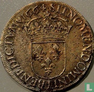 Frankrijk 1 écu 1664 (L) - Afbeelding 1