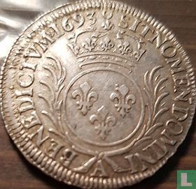 France ½ ecu 1693 (A - with palm branches) - Image 1