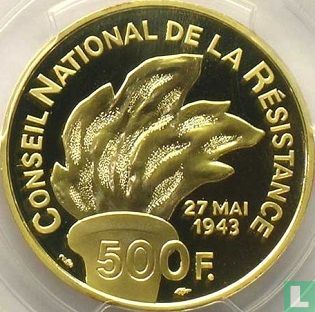 Frankrijk 500 francs 1993 (PROOF) "50th anniversary of the death of Jean Moulin" - Afbeelding 2