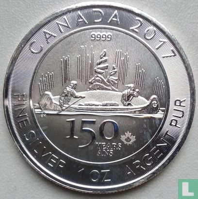 Canada 5 dollars 2017 (kleurloos) "150th anniversary of the Canadian Confederation" - Afbeelding 1