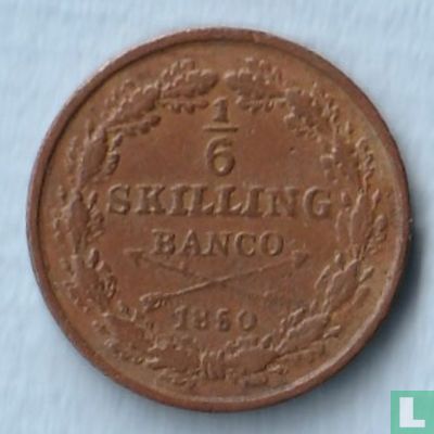 Zweden 1/6 skilling banco 1850 - Afbeelding 1