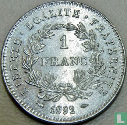 Frankrijk 1 franc 1992 (nikkel) "Bicentenary of the French Republic" - Afbeelding 1
