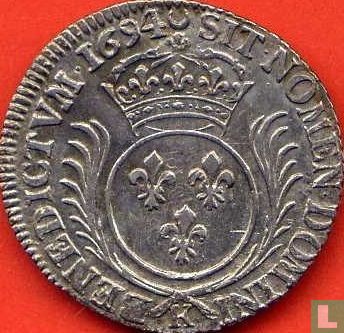 France ¼ écu 1694 (K) - Image 1