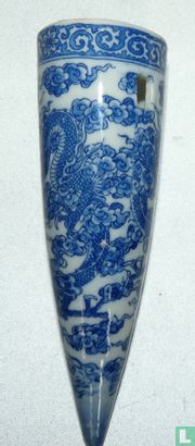 Muurvaas - Chinese blauwe draken en ruyi wolken - Afbeelding 1