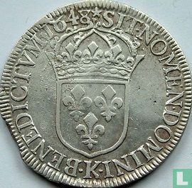 Frankrijk 1 écu 1648 (K) - Afbeelding 1