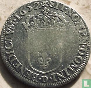 France ½ ecu 1652 (D) - Image 1