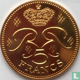 Monaco 5 francs 1971 (trial - gold) - Image 2