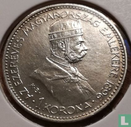 Hongarije 1 korona 1896 "Millennium of Hungary" - Afbeelding 1