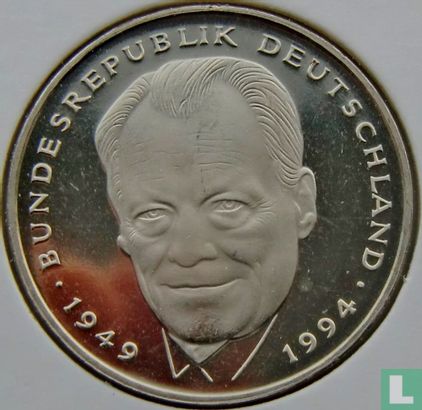 Germany 2 mark 1997 (J - Willy Brandt) - Image 2