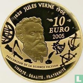 France 10 euro 2005 (PROOF) "100th anniversary Death of Jules Verne - around the World in 80 days" - Image 1