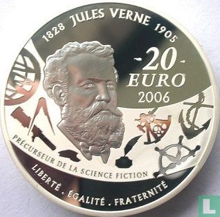 Frankrijk 20 euro 2006 (PROOF) "100th anniversary Death of Jules Verne - five weeks in a balloon" - Afbeelding 1
