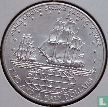 Cookeilanden 2½ dollars 1973 "200th anniversary James Cook's second Pacific voyage" - Afbeelding 2