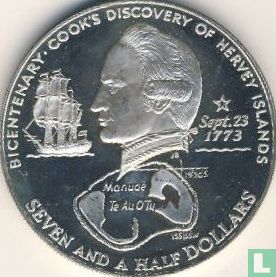 Cookeilanden 7½ dollars 1973 (PROOF) "Bicentenary Cook's discovery of Hervey Islands" - Afbeelding 2