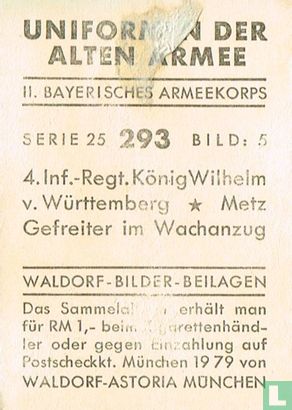 4. Inf.-Regt. König Wilhelm v. Würtemberg * Metz Gefreiter im Wachanzug - Afbeelding 2