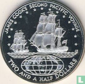 Cookeilanden 2½ dollars 1973 (PROOF) "200th anniversary James Cook's second Pacific voyage" - Afbeelding 2