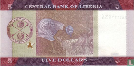 Libéria 5 Dollars 2016 - Image 2